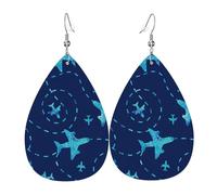 Boucles d'oreilles pendantes légères en forme de larme, modèle d'avion en cuir bleu, bijou cadeau pour femme