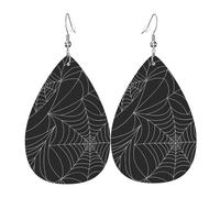 Boucles d'oreilles pendantes légères en forme de toile d'araignée effrayante en cuir, bijoux cadeau pour femme