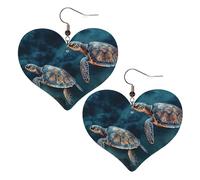 Boucles d'oreilles pendantes légères en forme de tortue nageant dans la mer en cuir pour femme