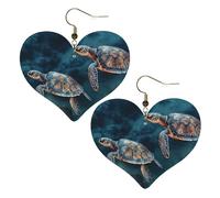Boucles d'oreilles pendantes légères en forme de tortue nageant dans la mer en cuir pour femme, One Size, Pas de gemme