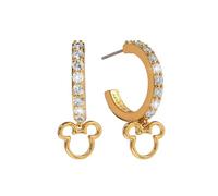 Boucles d'oreilles pendantes Mickey Mouse pour femme en forme de J, plaquées or jaune, avec breloques
