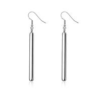 Boucles d'oreilles pendantes minimalistes plaquées argent sterling pour femme - Crochet élégant - Hypoallergénique - Tendance - Simple - Géométrique - Pour femme - Anniversaire - Maman, Acier
