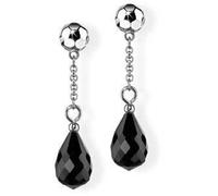 Boucles d'oreilles pendantes - MO-CU08 - Argent - Perle noire - Femme - Acier inoxydable