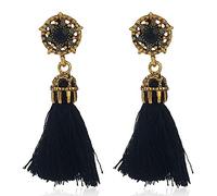 Boucles d'oreilles pendantes Mode rétro Boucles d'oreilles à pompons en diamant Accessoire Boucles d'oreilles percées 1 paire noirTraitement pratique