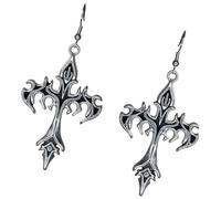 Boucles d'oreilles pendantes modernes gothiques en forme de croix - Design compact - En alliage - Pour un usage quotidien - Bijoux à bascule non conformistes et élégants