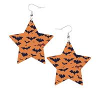 Boucles d'oreilles pendantes motif chauve-souris pour femme, boucles d'oreilles pendantes en forme d'étoile étincelante, bijoux tendance pour soirée, One Size, Cuir