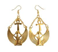 Boucles d'oreilles pendantes motif déesses égyptiennes accessoires pour femme symbolisant la sagesse et la force