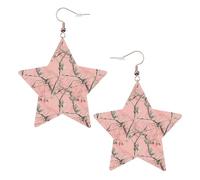 Boucles d'oreilles pendantes motif feuilles roses camouflage pour femme, boucles d'oreilles pendantes en forme d'étoile étincelante, bijoux tendance pour soirée, One Size, Cuir