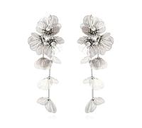 Boucles d'oreilles pendantes multi-couches en forme de grande fleur en métal pour femme, mariage, plage, vacances, déclaration de mode avec fleur pour femme, longue chaîne pendante, taille unique