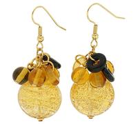 Boucles d'oreilles pendantes Murano en feuille d'or de couleurs d'automne