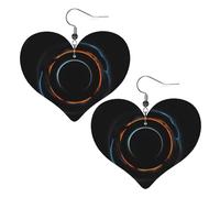 Boucles d'oreilles pendantes mystérieuses en cuir avec trous noirs et cœurs élégants et légers pour femmes et filles, taille unique, cuir, sans pierre précieuse