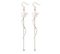 Boucles d'oreilles pendantes noires en argent 925 avec perle et marguerites blanches fraîches, taille unique, Cuivre, Pas de pierre précieuse