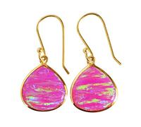 Boucles d'oreilles pendantes opale de feu en argent sterling 925 13 x 14 mm, ensemble de lunette de cabochon en poire multicolore, pierres précieuses brillantes, faites à la main, bijoux bohèmes