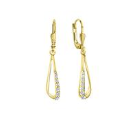 Boucles d'oreilles pendantes or jaune 375 bicolore brillant chacune 7 zirconi...