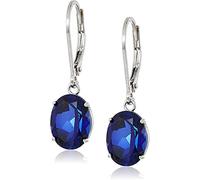 Boucles d'oreilles pendantes ovales en argent sterling 925 avec pierre naissance 8 x 10 mm femme avec fermoirs