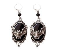 Boucles d'oreilles pendantes ovales en liège pour Halloween, noir, taille unique, Métal, Pas de gemme