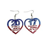 Boucles d'oreilles pendantes patriotiques faites à la main en acrylique pailleté - Étoile, cœur, drapeau des États-Unis - Bijoux pour femmes et amis - Cadeau pour le jour de l'indépendance, Acrylique