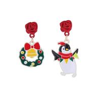 Boucles d'oreilles pendantes Père Noël renne boucles d'oreilles pour femme flocon de neige asymétrique décoration de fête Noël pour enfants filles Père Noël renne, taille unique, Comme décrit, Comme