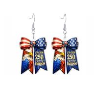 Boucles d'oreilles pendantes pour 250e anniversaire du 4 juillet - Boucles d'oreilles patriotiques pour le 250e anniversaire de mariage des États-Unis - Boucles d'oreilles patriotiques - Rouge, blanc