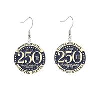 Boucles d'oreilles pendantes pour 250e anniversaire du 4 juillet - Boucles d'oreilles patriotiques pour le 250e anniversaire de mariage des États-Unis - Boucles d'oreilles patriotiques - Rouge, blanc