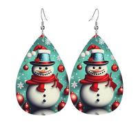 Boucles d'oreilles pendantes pour femme avec impression « Merry Christmas Day » - Bijoux en forme de goutte d'eau - Accessoire tendance pour les fêtes costumées, taille unique, Cuir