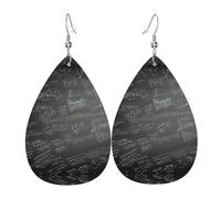 Boucles d'oreilles pendantes pour femme avec motif de symboles mathématiques - Bijoux en forme de larme, accessoire de déclaration de mode pour les fêtes costumées, taille unique, Cuir