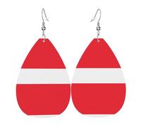 Boucles d'oreilles pendantes pour femme - Boucles d'oreilles en cuir imprimé drapeau brésilien en forme de larme - Bijoux tendance pour fêtes, accessoires pour filles, taille unique, Cuir