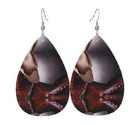 Boucles d'oreilles pendantes pour femme - Boucles d'oreilles en cuir imprimé en forme de larme, bijoux tendance pour fêtes, accessoires pour filles, taille unique, Cuir