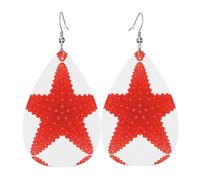 Boucles d'oreilles pendantes pour femme - Boucles d'oreilles en cuir imprimé léopard rouge en forme de larme, bijoux tendance pour fêtes, accessoires pour filles, taille unique, Cuir