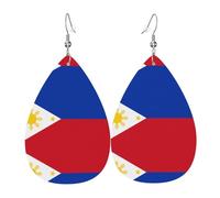 Boucles d'oreilles pendantes pour femme - Boucles d'oreilles en forme de larme classique en cuir imprimé noir - Bijoux tendance pour fêtes, accessoires pour filles, taille unique, Cuir