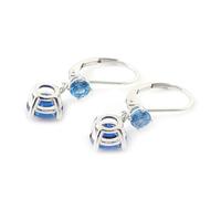 Boucles d'oreilles Pendantes pour Femme, Boucles d'oreilles en Or Blanc 9/14/18 carats élégantes Boucles d'oreilles Rondes en Saphir créé 3 carats
