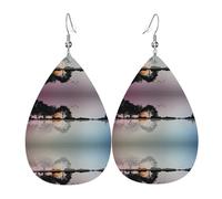 Boucles d'oreilles pendantes pour femme - Boucles d'oreilles vintage en cuir imprimé carte du monde ancien, bijoux tendance pour fêtes, accessoires pour filles