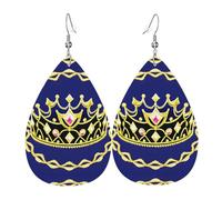 Boucles d'oreilles pendantes pour femme - Diadème fantaisie tendance en cuir imprimé en forme de larme, bijou léger, accessoire de déclaration, taille unique, Cuir