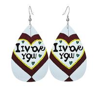 Boucles d'oreilles pendantes pour femme - Mode Love Confessions en cuir imprimé Goutte, bijoux légers, accessoire de déclaration, taille unique, Cuir