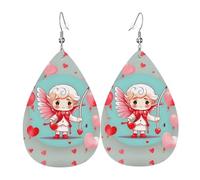Boucles d'oreilles pendantes pour femme - Mode mignon garçon aimant garçon imprimé larme bijoux en cuir, accessoire de déclaration léger, taille unique, Cuir