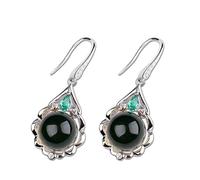 Boucles d'oreilles pendantes pour femmes, boucles d'oreilles de style ethnique, bijoux en argent sterling S925, boucles d'oreilles en ambre bleu du Mexique (ambre bleu argent 925)