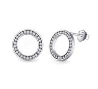 Boucles d'oreilles pendantes pour femmes Boucles d'oreilles pendantes sSolid 925 Sterling Silver Rose Gold Color Circle 3A Zircon Crystal Fashion Stud Boucles d'oreilles for les femmes Bijoux de maria