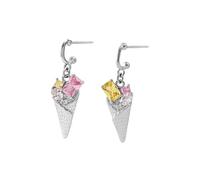 Boucles d'oreilles Pendantes pour Femmes et Filles - Boucles d'oreilles Pendantes avec Boucles d'oreilles personnalisées en Forme de crème glacée en Zircon, créoles dormeuses, Anniversaire