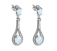 Boucles d'oreilles pendantes pour filles pour oreilles sensibles - Boucles d'oreilles pendantes en argent sterling avec opale - Boucles d'oreilles pendantes en forme de cœur - Pour la Saint-Valentin