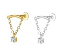 Boucles d'oreilles pendantes pour hélix caché - Chaîne en cuivre - Boucles d'oreilles flottantes en spirale