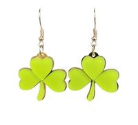 Boucles d'oreilles pendantes pour la Saint-Patrick en forme de trèfle vert pailleté en acrylique - Boucles d'oreilles pendantes porte-bonheur irlandaises - Chapeau vert - Boucles d'oreilles chat pour