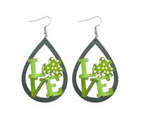 Boucles d'oreilles pendantes pour la Saint-Patrick pour femme - Gnome vert - Chapeau en bois - Boucles d'oreilles pendantes irlandaises pour femme, Zinc, Pas de gemme