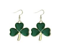 Boucles d'oreilles pendantes pour la Saint-Patrick pour femme, trèfle irlandais, chapeau de trèfle vert, boucles d'oreilles pendantes en forme de fer à cheval, bijoux porte-bonheur, Zinc, Pas de gemme