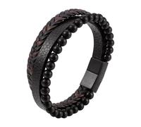 Boucles d'oreilles pendantes pour la Saint-Valentin pour homme - Pierre volcanique - Bracelet multi-couches en cuir avec boucle en acier inoxydable - 17 km Store, taille unique, Plastique, Pas de