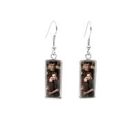 Boucles d'oreilles pendantes rectangulaires en acier inoxydable avec inscription « Love Twilight », Verre