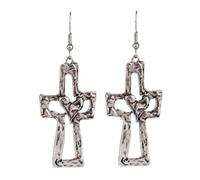 Boucles d'oreilles pendantes religieuses élégantes en alliage texturé en forme de cœur pour femme, taille unique, Comme décrit, Comme décrit.