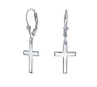 Boucles D'Oreilles Pendantes Religieuses Simples Minimalistes Petites Et Élégantes Pour Femmes Et Adolescentes Avec Fermoir Sécurisé À Levier En Argent Sterling .925