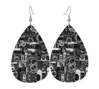 Boucles d'oreilles pendantes rétro cool en cuir pour femme, boucles d'oreilles en forme de larme, bijoux légers, cadeaux pour femmes et filles