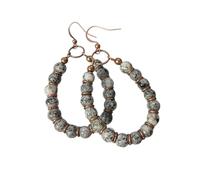 Boucles d'oreilles pendantes rétro faites à la main en pierre naturelle avec pendentif en perles pour un usage quotidien et les festivals