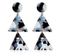 Boucles d'oreilles pendantes rétro simples en acrylique géométrique double triangle pour femme Boho Creative Exagéré léopard, Métal